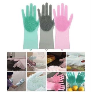 Găng tay silicon rửa bát kiêm miếng rửa bát 2 trong 1