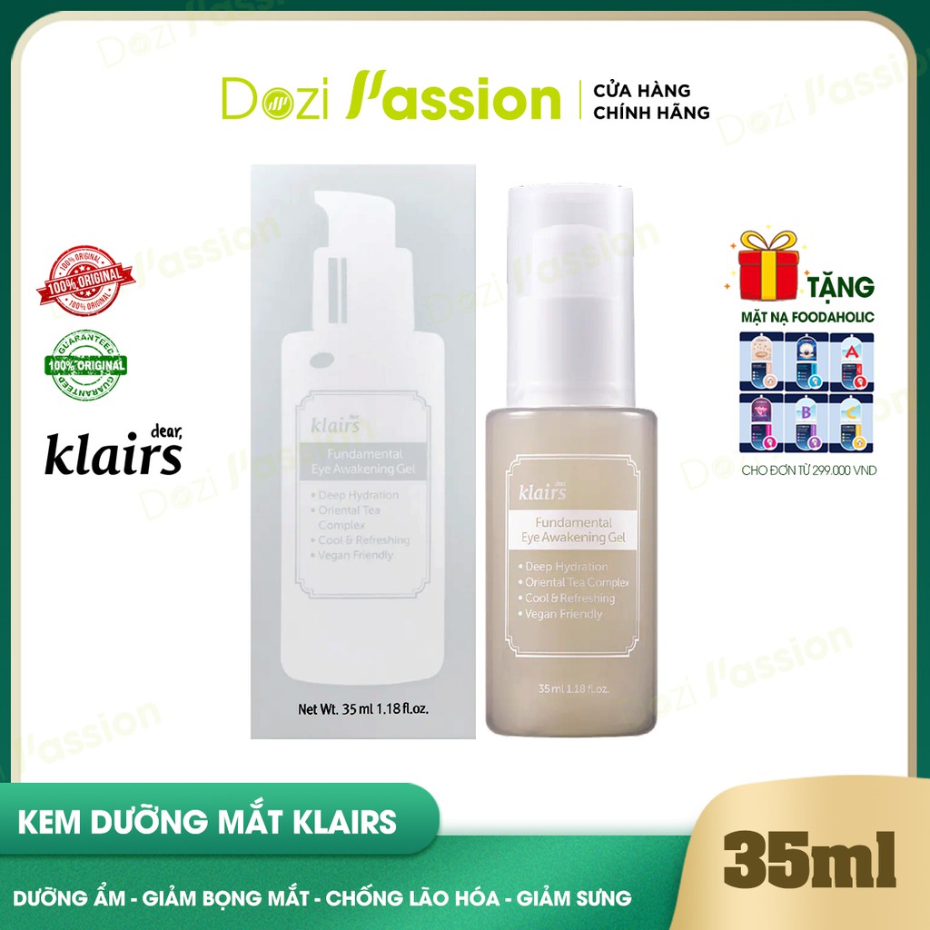 Kem Dưỡng Mắt Klairs Dạng Gel Giảm Quầng Thâm, Đàn Hồi, Chống Lão Hóa - Klairs Fundamental Eye Awakening Gel 35ml