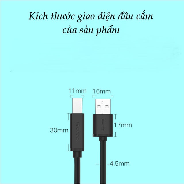 Cáp máy in USB 2.0 UGREEN US104 10845 - Hãng phân phối chính thức