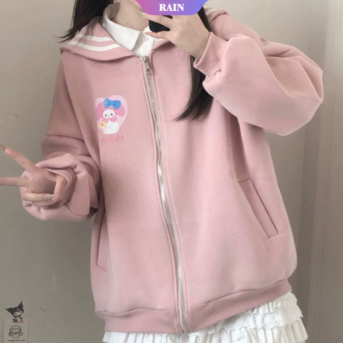 Áo Khoác Cardigan Mỏng Cổ Thủy Thủ In Hoạt Hình Kuromi Cinnamoroll Sanrio Tươi Mới Cho Nữ Sinh
