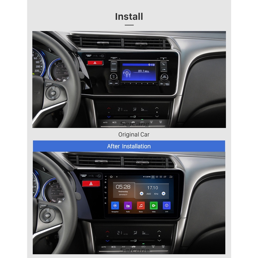 Mặt dưỡng màn hình DVD android 9” 10” HONDA CITY 2009-2014 2015-2020 2021 cắm jack nguồn Zin