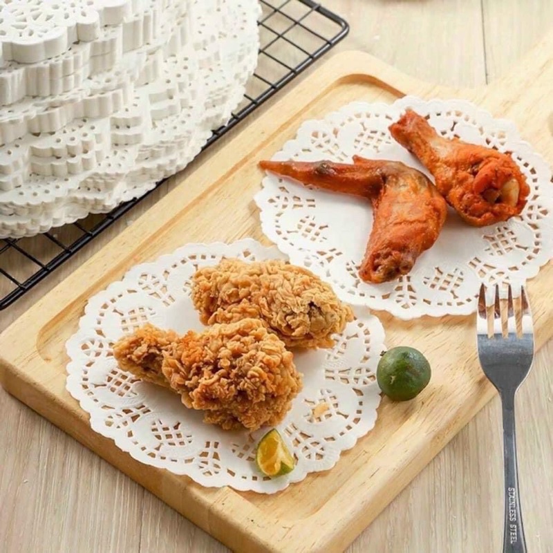 Giấy thấm dầu mỡ đồ ăn đục viền hoa