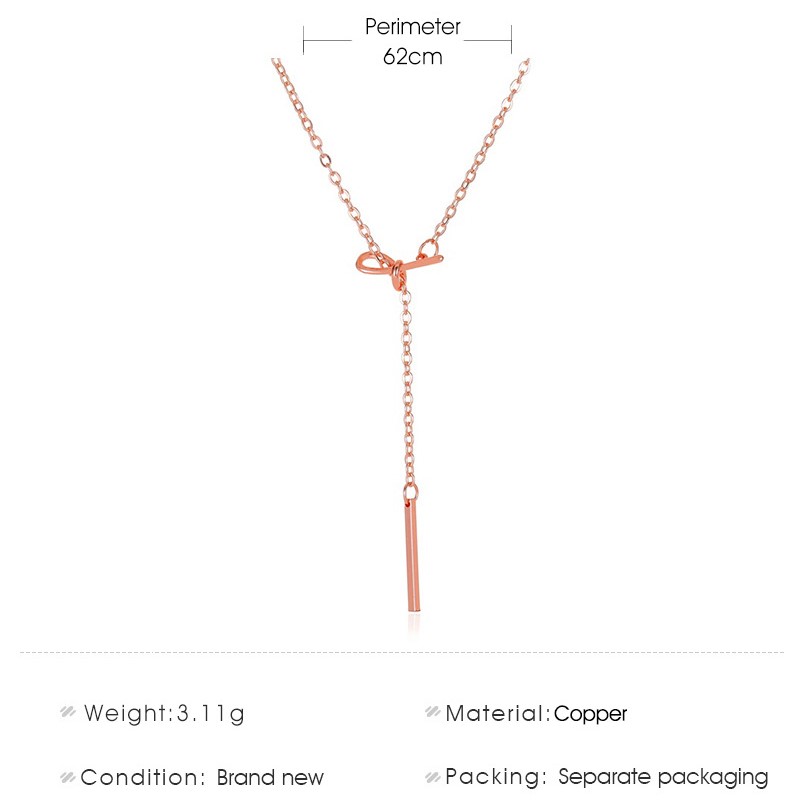 Vòng cổ kim loại dáng dài thiết kế mặt thắt nút hình nơ thanh lịch cho nữ