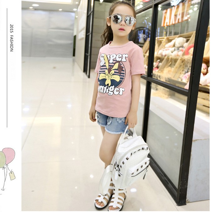 Áo thun bé gái tới size đại. Áo phông cotton cao cấp bé gái lớn size 15-36kg AH01