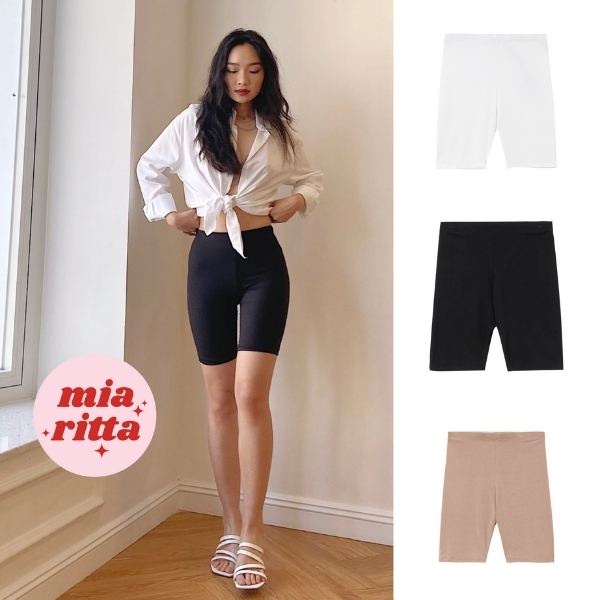 Quần đùi biker short MiaRitta legging lửng ngố cạp cao siêu co giãn freesize Q368 Feedback KH