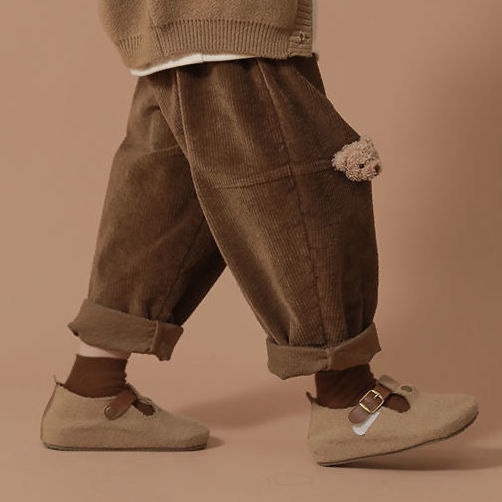 Quần dài vải nhung mềm mại thời trang xuân thu cho bé trai và gái 2021