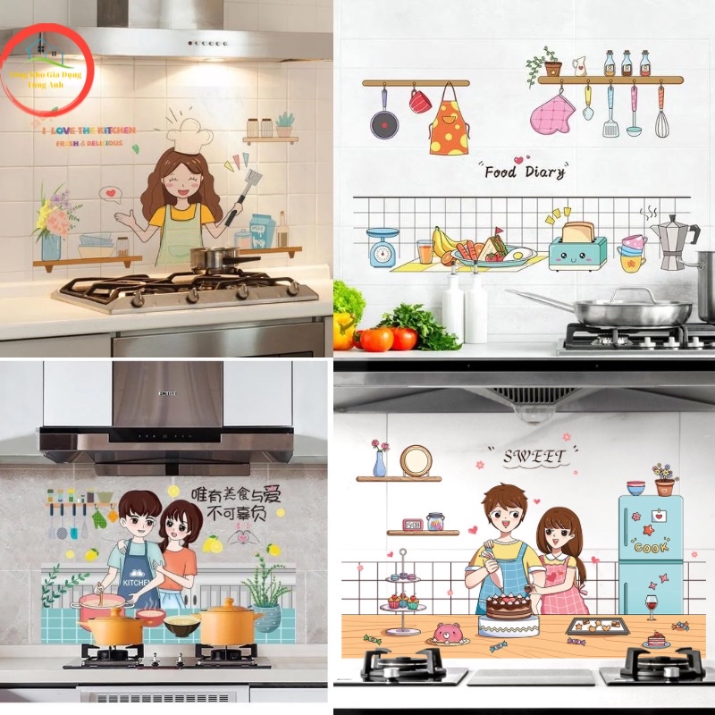 Giấy Dán Tường HỌA TIẾT HÀN QUỐC Nhà Bếp Cách Nhiệt Chống Dầu Mỡ, Chịu Nhiệt - Decal Dán Bếp Họa Tiết 3D