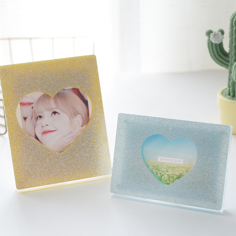 Giá Đỡ Ảnh 3inch 4inch Từ Tính Bằng Acrylic Hình Trái Tim Để Bàn Trang Trí