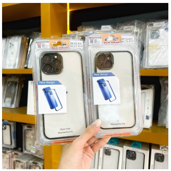 Ốp lưng Sulada Trong viền màu bảo vệ camera iPhone 13/13 pro/13 pro max chính hãng