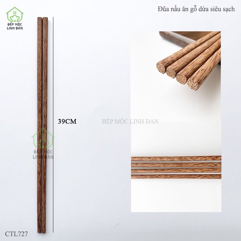 Đũa xào nấu gỗ dừa tự nhiên không độc hại   Gỗ già rắn chắc