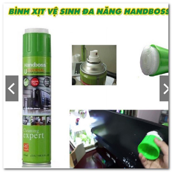 Bình Xịt Vệ Sinh Handboss Đa Năng 650ml 💖 Làm Sạch Kính Xe Hơi Laptop Màn Hình Tivi Máy Tính