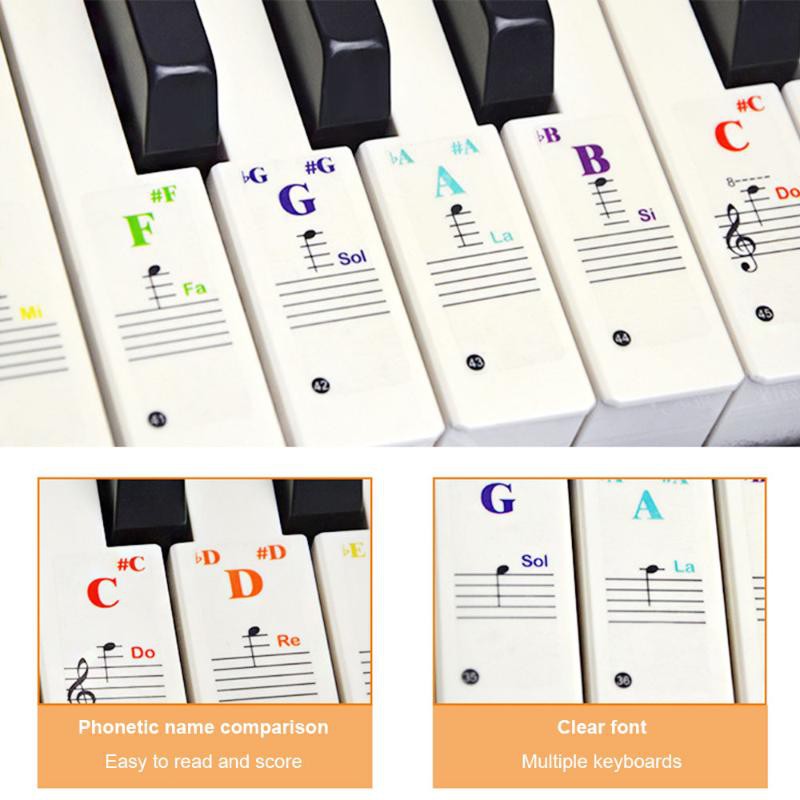 【COD】Sticker Dán Phím Đàn Dành Cho Đàn Piano 49/76/61/88 Phím Nhiều Màu Sắc Có Thể Gỡ Ra Được
