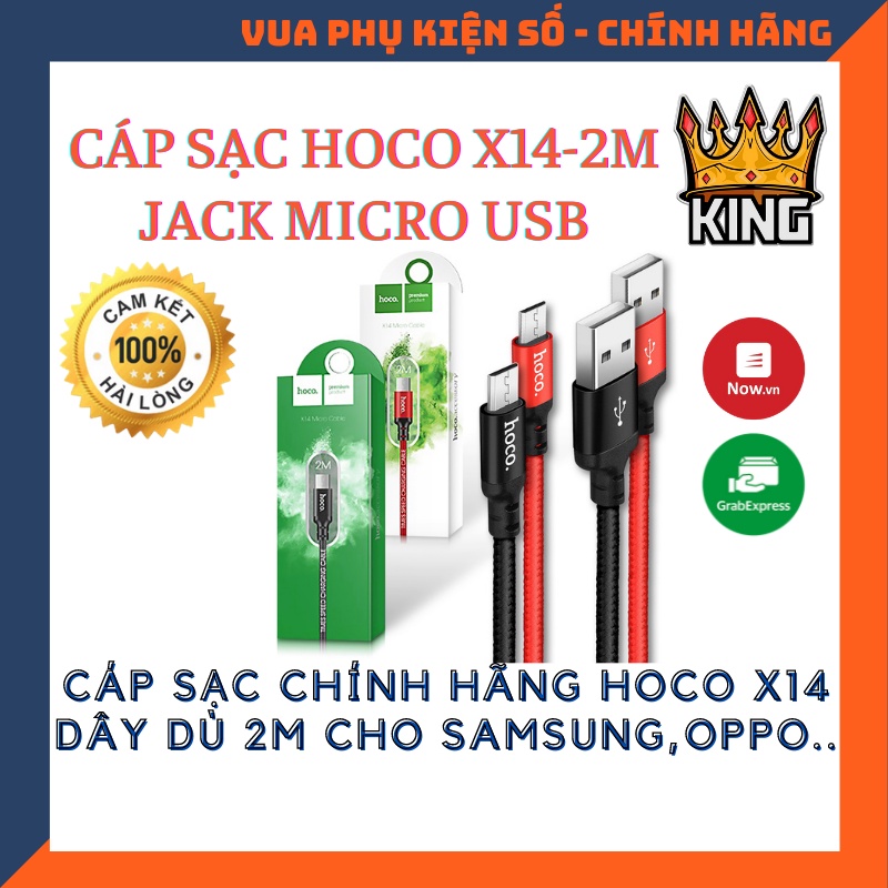 [ Dài 2m ] Cáp Sạc Hoco X14 Micro USB - Chiều Dài Lên Đến 2M - Cáp Android