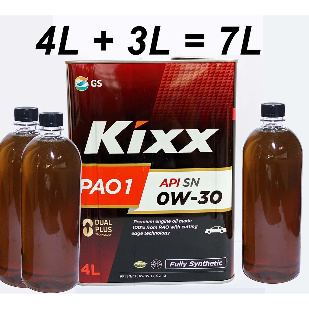 Nhớt Kixx PAO1 0W30 tổng hợp cao cấp cho xe hơi máy xăng, máy dầu và xe tay ga