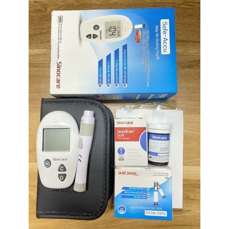 Máy đo đường huyết tặng 25 que thử và 25 kim đo đường huyết Sinocare Accu-Safe Đức