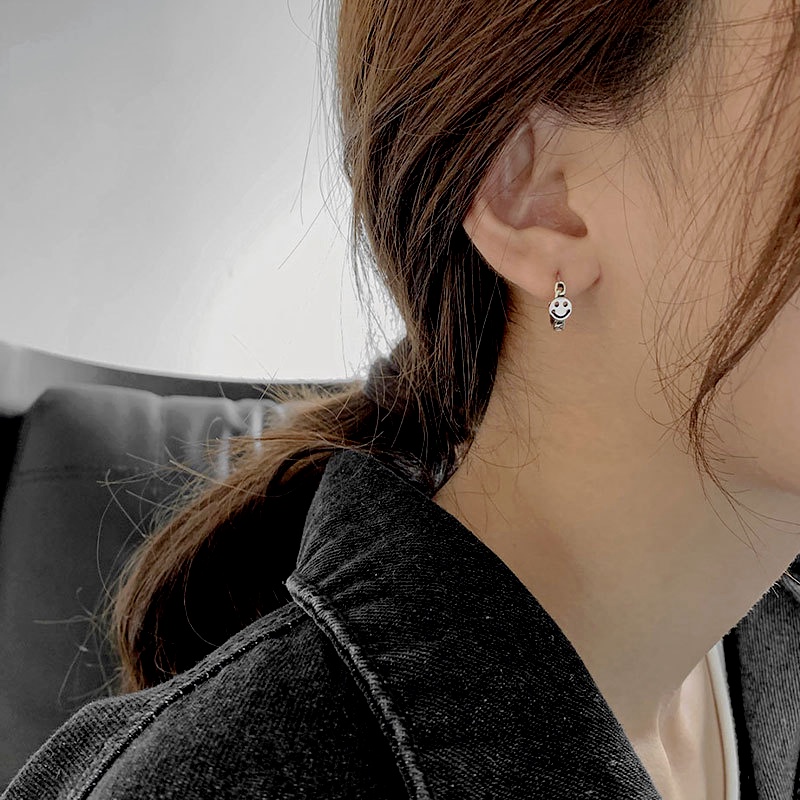 Bông Tai Mạ Bạc 925 Hình Mặt Cười Thời Trang