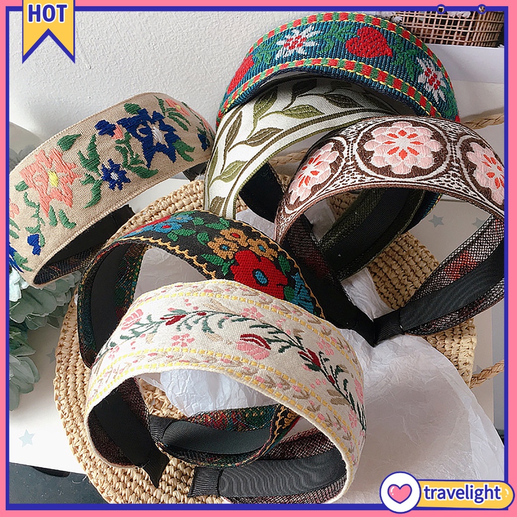 (Travelight) Băng Đô Cài Tóc Thêu Họa Tiết Hoa Phong Cách Bohemian Dân Tộc