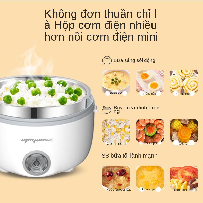 Cách Nhiệt Hai Lớp Monte Hộp Cơm Có Thể Cắm Điện Sưởi Ấm Văn Phòng Nhân Viên Làm Việc Bằng Thép Không Gỉ Nồi Mini