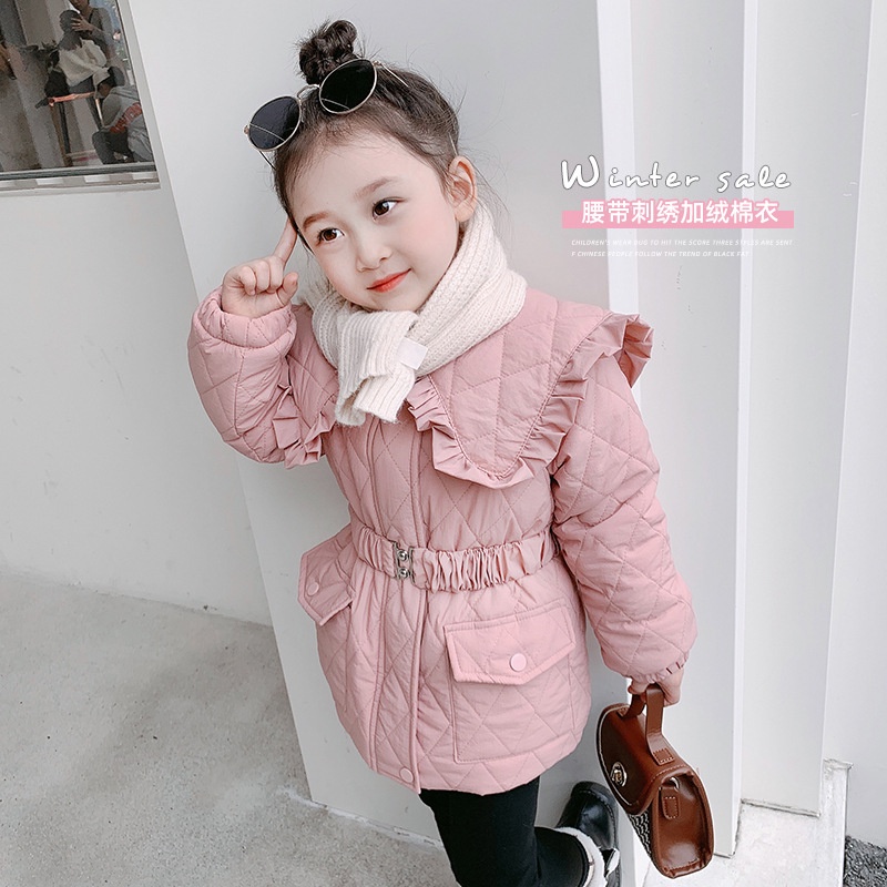 Aó khoác phao trần trám phối cổ xinh xắn cao cấp cho bé gái mặc đi học đi chơi size từ 8-22kg