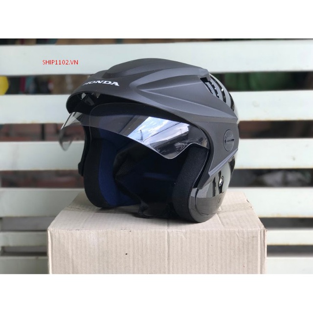 Nón bảo hiểm 3/4 nam nữ HONDA HMJ-1 đen bóng