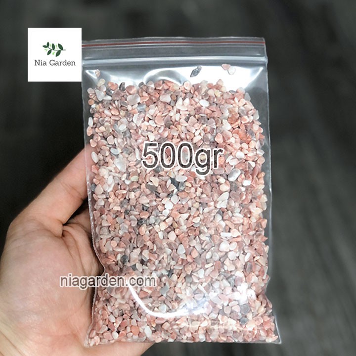 (500gr) Sỏi hồng size 2 -5mm trang trí chậu cây cảnh terrarium hồ cá Nia Garden N6