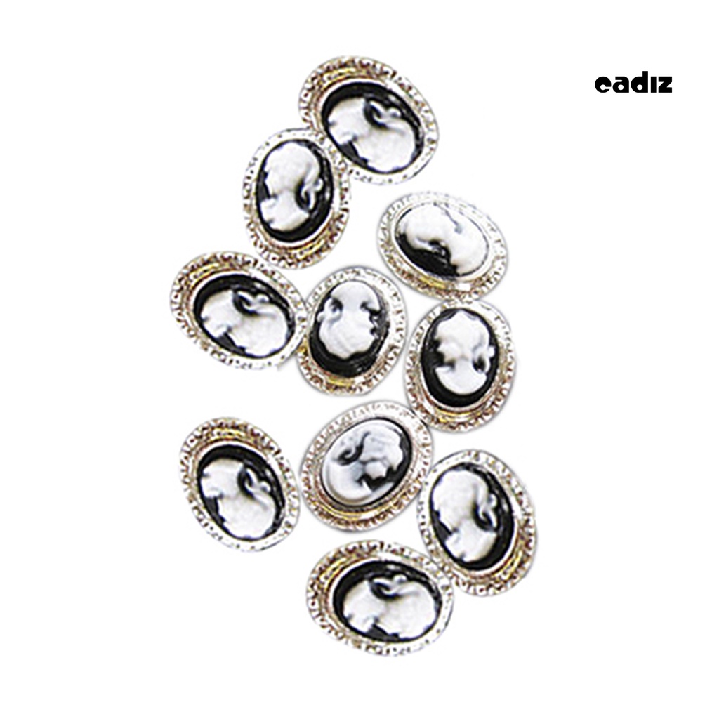 Bộ 10 Phụ Kiện Trang Trí Móng Tay Nghệ Thuật Hình Nữ Hoàng 3D Bằng Nhựa Resin Lấp Lánh DIY