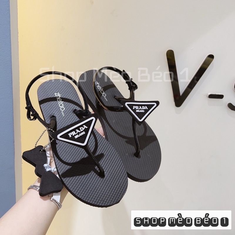 Sandal kẹp xỏ ngón kèm tag phụ kiện đế bệt fullbox hàng quảng châu cao cấp