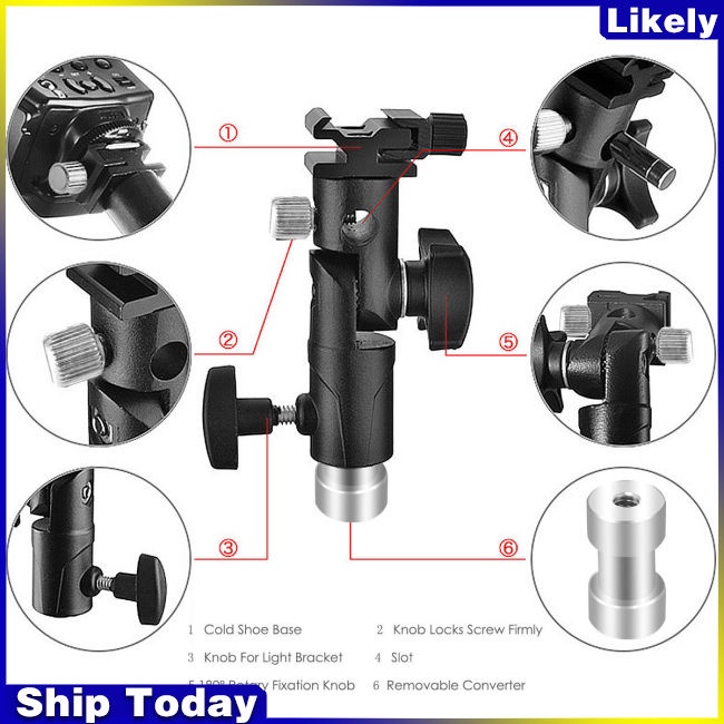 Giá Đỡ Gắn Dù / Đèn Flash Dạng Chữ E Cho Máy Ảnh DSLR