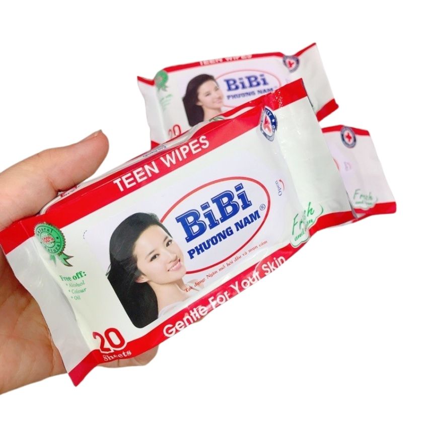 Khăn Giấy Ướt 20 Tờ BIBI PHƯƠNG NAM / Ngăn Mồ Hôi Và Mụn Cám