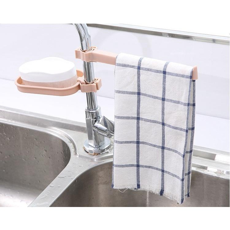 Kệ Gắn Bồn Rửa Chén - Thanh Treo Khăn, Giá Để Xà Phòng, Đồ Dùng 2 Tầng 4747