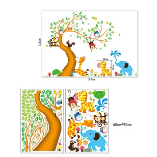 Decal Dán Tường Cây Những Con Thú