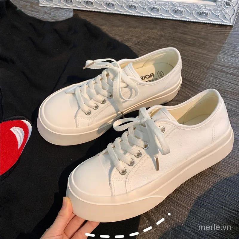 Giày thể thao bằng vải canvas mũi tròn dễ thương size lớn 35-43