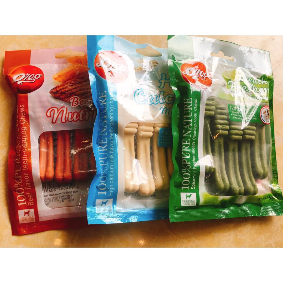 Xương bổ sung canxi orgo cho chó gặm sạch răng - 90gr vị bò