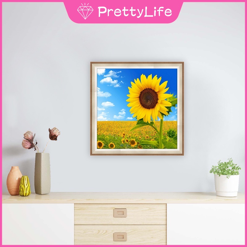 Bộ Tranh Đính Đá 5D Họa Tiết Hoa Hướng Dương Độc Đáo Kích Thước 30x30cm Trang Trí Nhà Cửa