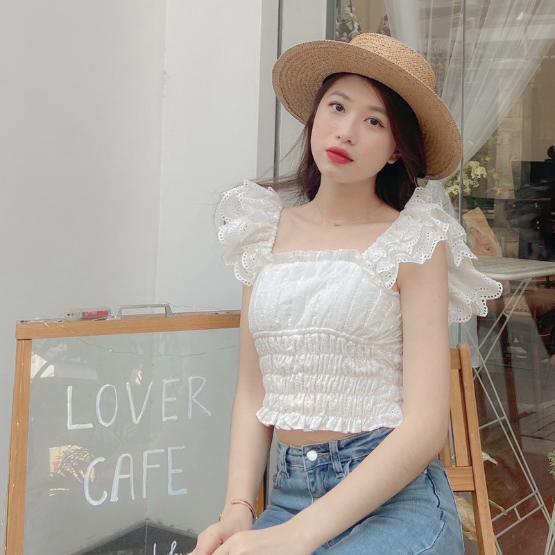 Áo thêu hoa cánh tiên bo nhún cực xinh, hàng cao cấp
