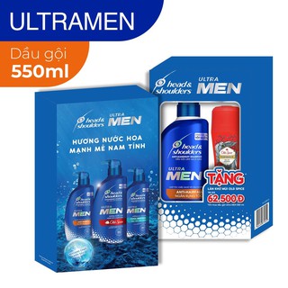 Bộ quà tặng: Dầu gội Head&Shoulders Ultramen 550ml tặng lăn khử mùi Old Spice 50ml
