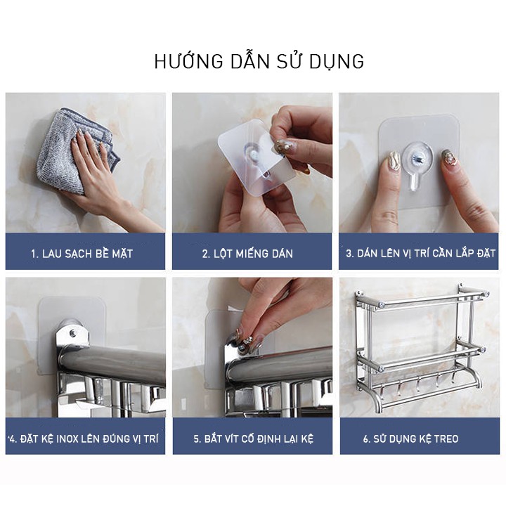 Kệ treo khăn inox 3 tầng 50cm kệ nhà tắm sang trọng thời thượng DH-PKNT008