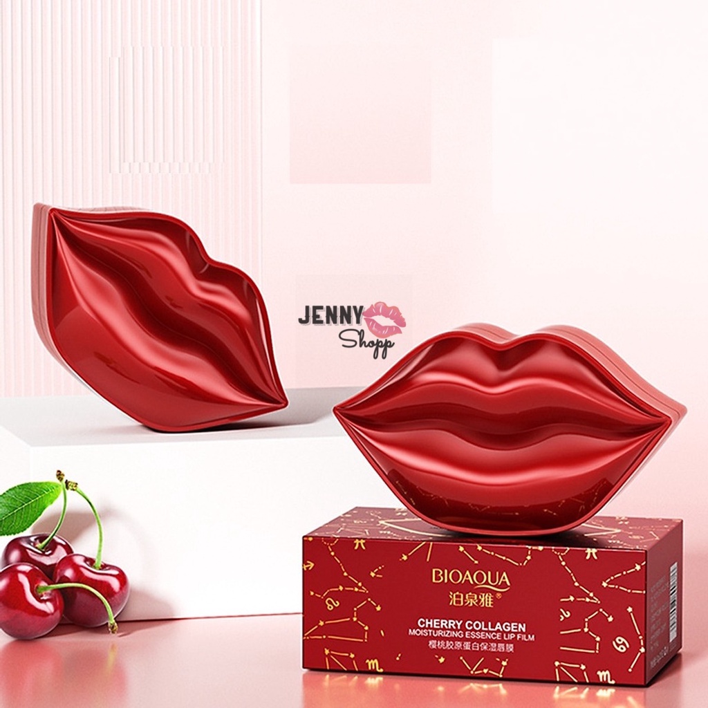 Mặt Nạ Môi Bioaqua Cherry Collagen Moisturizing Essence Lip Film Hộp 20 Miếng