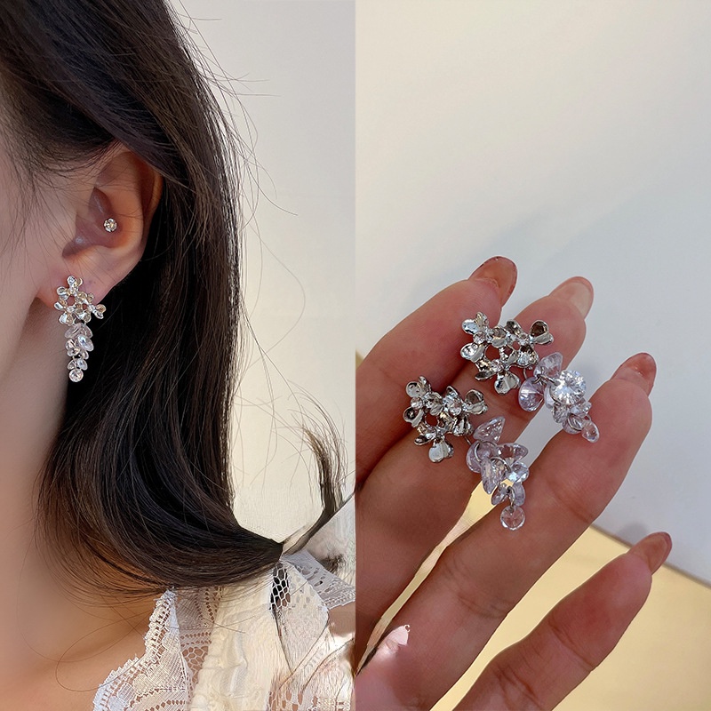 Bông Tai Hình Chùm Nho Đính Đá Zircon Siêu Lấp Lánh Ngọt Ngào Thời Trang Cho Nữ