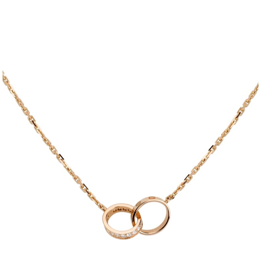LOVE NECKLACE PINK GOLD with DIAMONDS with BOX