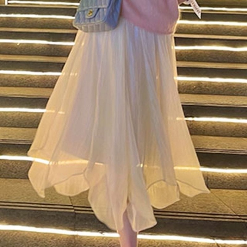 Chân váy lưới lưng cao thời trang thu đông