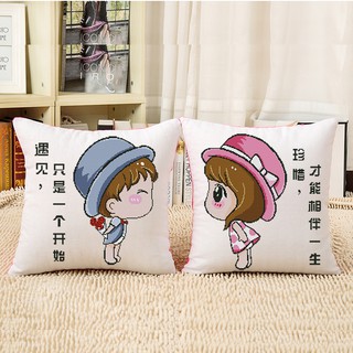 ♥Hamper♥Gối Sofa thêu họa tiết hoạt hình đơn giản trang trí phòng khách