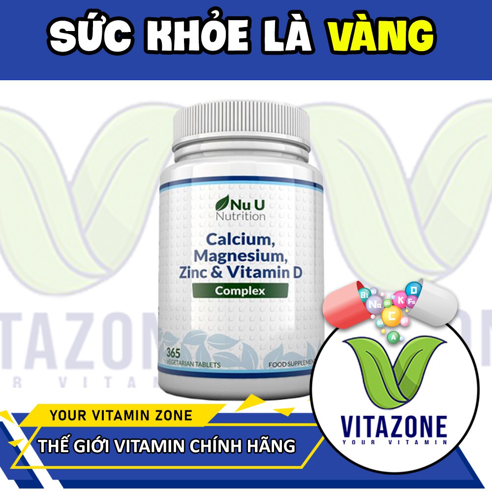 Viên uống Nuu  Calcium Zinc Magnesium và Vitamin D3, tăng cường sức khỏe, miễn dịch, hộp 365 viên