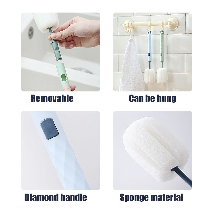 Cọ Xốp Rửa Ly Cốc Có Tay Cầm Dài Có Thể Tháo Rời Tiện Dụng