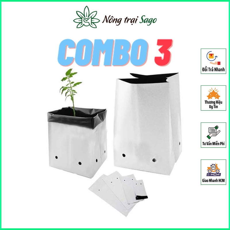 [COMBO 3 TÚI] Túi Nhựa Trồng Cây Tiện Dụng, Độ Bền Cao, Chịu Nhiệt Tốt - Nông Trại Sago