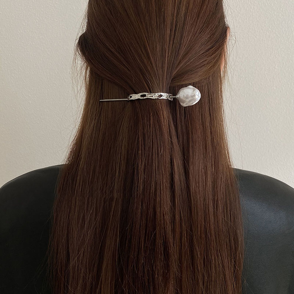 Trâm cài tóc bằng kim loại đính ngọc trai nhân tạo phong cách vintage cho nữ