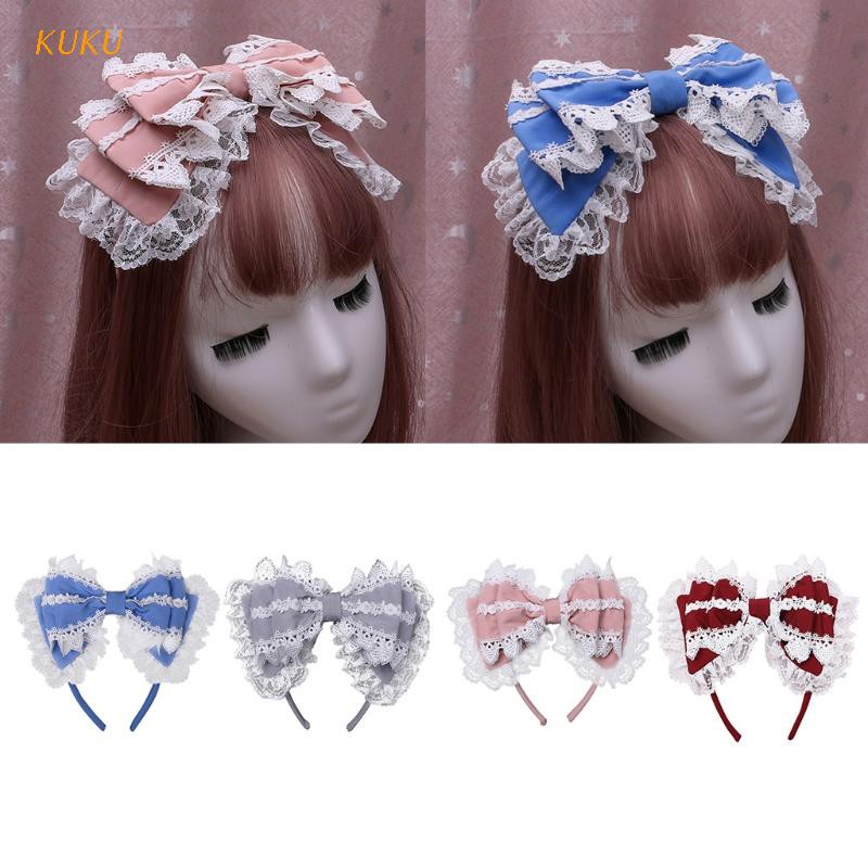 Băng Đô Cài Tóc Hình Nơ Phối Ren Phong Cách Lolita Nhật Bản | BigBuy360 - bigbuy360.vn