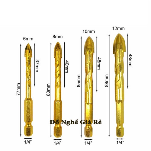 BỘ MŨI KHOAN ĐA NĂNG KHOÉT LỖ TƯỜNG BETONG - KÍNH - GẠCH (6 8 10 12)