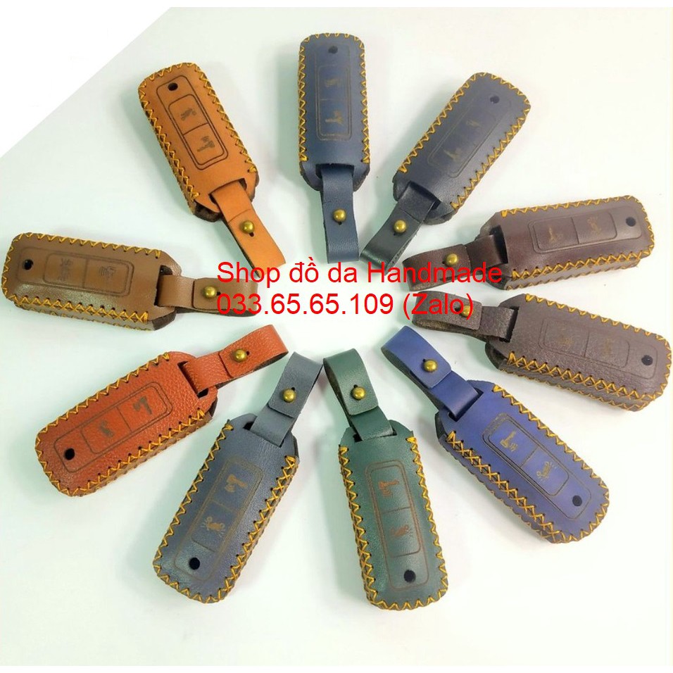 Bao da chìa khóa Honda vision 2021-2022, SH 2022, Lead 2022, Winer...smart key bằng da bò, kèm tặng móc khóa