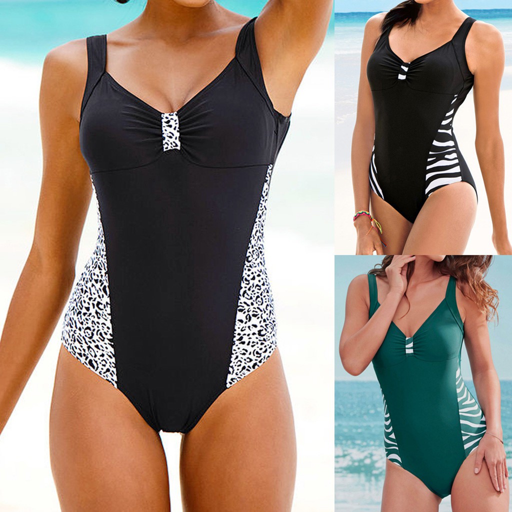 Set đồ bơi bikini 1 mảnh liền thiết kế nâng ngực phối màu cuốn hút cho nữ